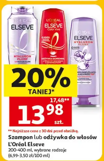 Auchan Szampon lub odżywka do włosów L'Oréal Elseve oferta