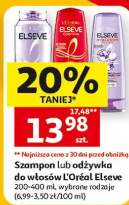 Auchan Szampon lub odżywka do włosów L'Oréal Elseve 200-400 ml, wybrane rodzaje oferta