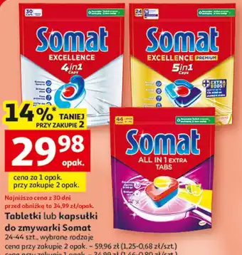 Auchan Tabletki lub kapsułki do zmywarki Somat oferta