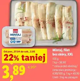 Lidl Mintaj, filet bez skóry, XXL oferta