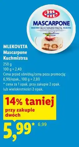 Lidl MLEKOVITA Mascarpone Kuchmistrza oferta