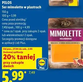Lidl PILOS Ser mimolette w plastrach oferta