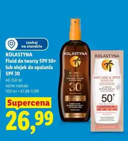 Lidl KOLASTYNA Fluid do twarzy SPF 50+ lub olejek do opalania SPF 30 oferta