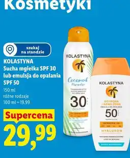 Lidl KOLASTYNA Sucha mgiełka SPF 30 lub emulsja do opalania SPF 50 oferta