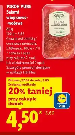Lidl Salami wieprzowo -wołowe oferta