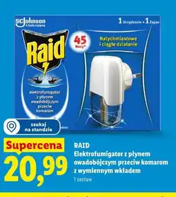 Lidl RAID Elektrofumigator z płynem owadobójczym przeciw komarom z wymiennym wkładem 1 zestaw oferta