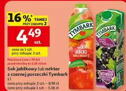 Auchan Sok jabłkowy lub nektar z czarnej porzeczki Tymbark oferta
