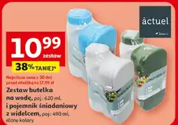 Auchan Zestaw butelka na wodę i pojemnik śniadaniowy z widelcem oferta