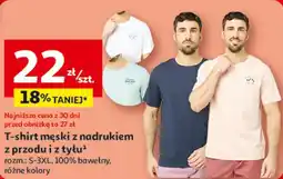 Auchan T-shirt męski z nadrukiem z przodu i z tyłu oferta