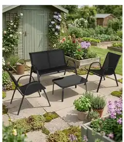 KiK 4-częściowy zestaw ogrodowy outdoorowy wykonany ze stali i tekstyliów oferta