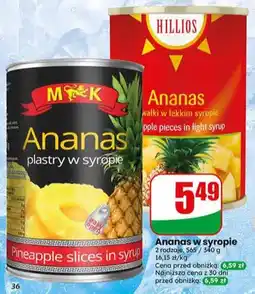 Dino Ananas kawałki w lekkim syropie Hillios oferta