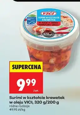 Biedronka Surimi w kształcie krewetek w oleju o smaku papryczki chilli Vici oferta