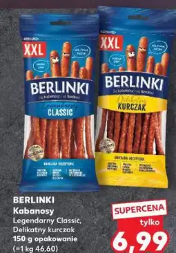 Kaufland BERLINKI Kabanosy Legendarny Classic, Delikatny kurczak oferta