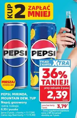 Kaufland Pepsi, Mirinda, Mountain Dew, 7UP Napój gazowany różne rodzaje 0,33 l puszka oferta