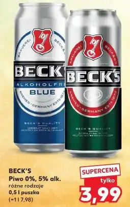Kaufland BECK'S Piwo 0%, 5% alk. różne rodzaje 0,5 l puszka oferta