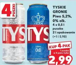 Kaufland TYSKIE GRONIE Piwo 5,2%, 0% alk. 4 x 0,5 l puszka oferta