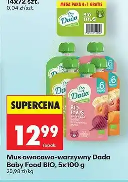 Biedronka Mus owocowo warzywny Dada baby food BIO , 5x100 g oferta