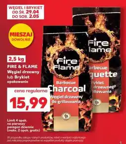 Kaufland FIRE & FLAME Węgiel drzewny lub Brykiet opakowanie oferta