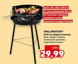 Kaufland Grill na węgiel drzewny Grillmeister 38x32,5x54cm śr. pow. grillowania 33cm oferta