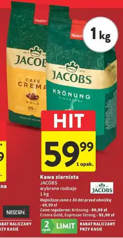 Intermarche Kawa ziarnista JACOBS wybrane rodzaje oferta