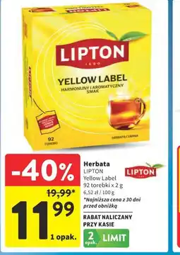Intermarche Herbata LIPTON Yellow Label 92 torebki x oferta