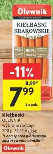 Intermarche Kiełbaski OLEWNIK wybrane rodzaje oferta