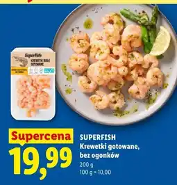 Lidl Krewetki białe gotowane bez ogonków SuperFish oferta