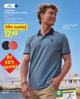 Lidl Koszulka polo męska z bawełną Esmara Men niebieska oferta