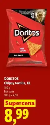 Lidl Chipsy tortilla Doritos hot corn XL oferta