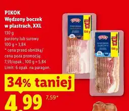 Lidl Wędzony boczek w plastrach surowy XXL Pikok oferta