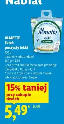 Lidl Serek puszysty lekki z ziołami Almette oferta