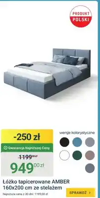 ERLI Łóżko tapicerowane AMBER 160x200cm ze stelażem oferta