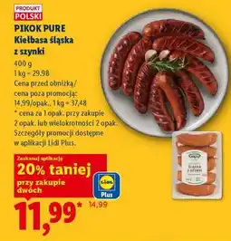 Lidl PIKOK PURE Kiełbasa śląska z szynki oferta