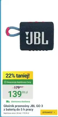 ERLI Głośnik przenośny JBL GO 3 z baterią do 5h pracy oferta
