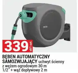 Merkury Market Bęben automatyczny samozwijający uchwyt ścienny z wężem ogrodowym 30m 1/2 wąż dopływowy 2m oferta