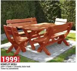 Merkury Market Komplet mebli ogrodowych stół + 2 ławki + 2 krzesła kolor teak oferta