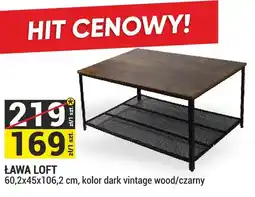 Merkury Market Ława Loft 60,2x45x106,2cm kolor dark vintage wood/czarny oferta