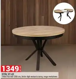 Merkury Market Stół ST-42 100x75x100-200cm kolor dąb wotan/czarny noga metalowa oferta