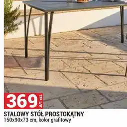 Merkury Market Stalowy stół prostokątny 150x90x73cm kolor grafitowy oferta