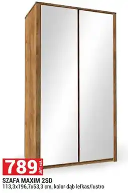 Merkury Market Szafa Maxim 2SD 113,3x196,7x53,3cm kolor dąb lefkas/lustro oferta
