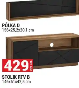 Merkury Market Stolik RTV B Orient 146x61x42,5cm kolor dąb Delano ciemny/czarny oferta