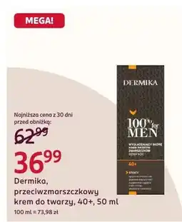 Rossmann Przeciwzmarszczkowy krem do twarzy Dermika 100% for Men 40+ 50ml oferta