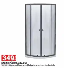 Merkury Market Kabina półokrągła Uni 90x90x185cm profil czarny szkło bezbarwne 4mm bez brodzika oferta