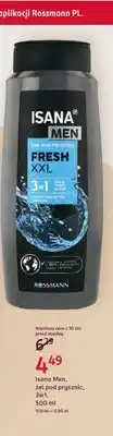 Rossmann Żel pod prysznic Isana Men Fresh XXL 3w1 oferta