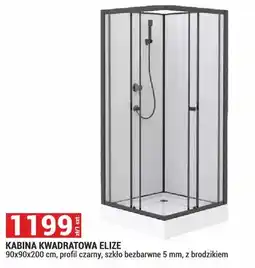 Merkury Market Kabina kwadratowa Elize 90x90x200cm profil czarny szkło bezbarwne 5mm z brodzikiem oferta
