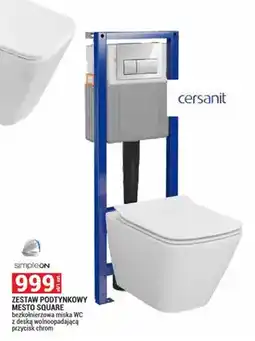 Merkury Market Zestaw podtynkowy Mesto Square bezkołnierzowa miska WC z deską wolnoopadającą przycisk chrom oferta