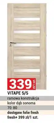 Merkury Market Drzwi VITAPE 5/5 ramowa konstrukcja kolor dąb sonoma 70-80 oferta