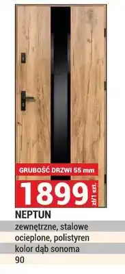 Merkury Market Drzwi NEPTUN zewnętrzne stalowe ocieplone polistyren kolor dąb sonoma 90 oferta