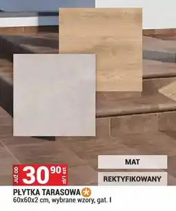 Merkury Market Płytka tarasowa 60x60x2cm wybrane wzory gat. I mat rektyfikowany oferta