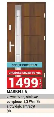 Merkury Market Drzwi MARBELLA zewnętrzne stalowe ocieplone 1,3W/m2k złoty dąb antracyt 90 oferta